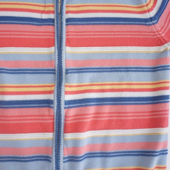 Vintage Tabi Pink Blue Stripes Zip Up Cardigan Sweater L - Picture 7 of 10